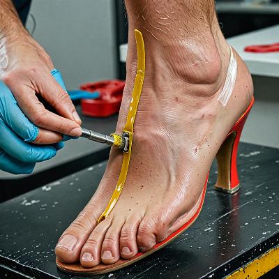 Emergency heel repair service in progress